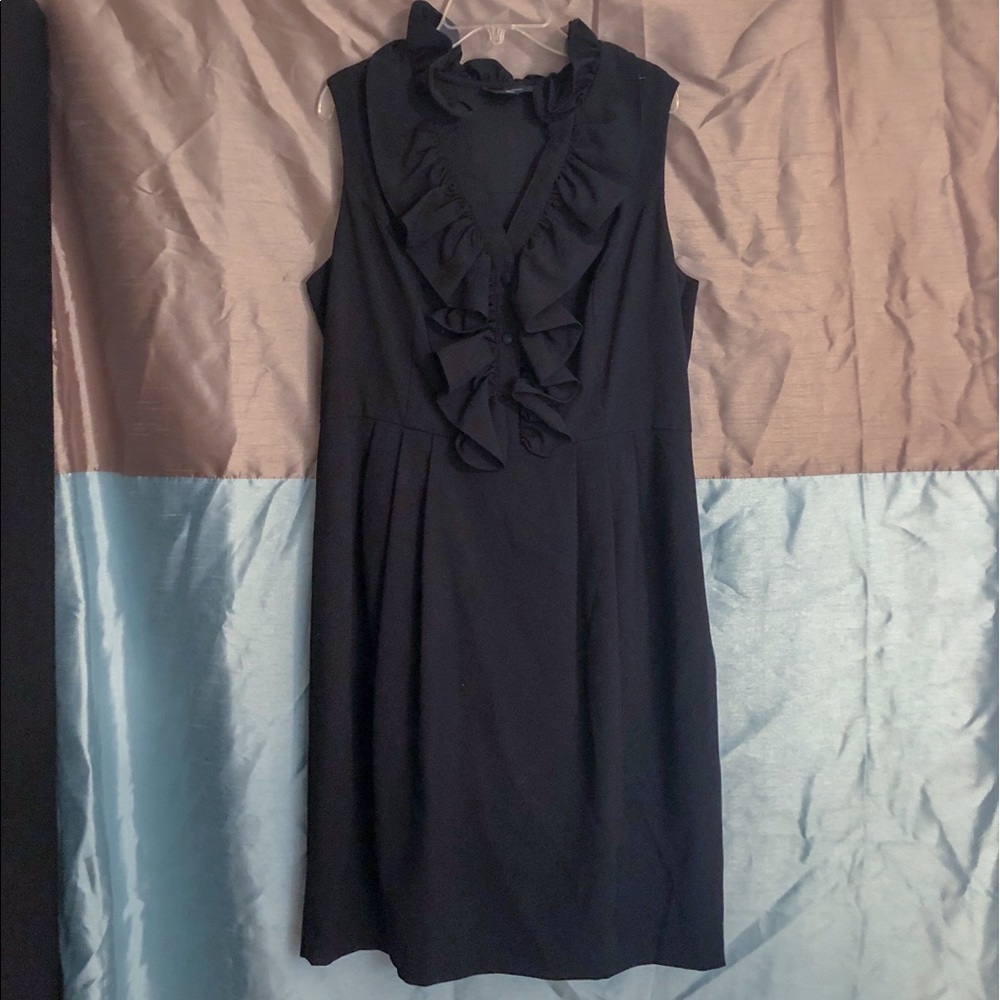 R&M Richards Black Sleeveless Ruffle Detail Dress
